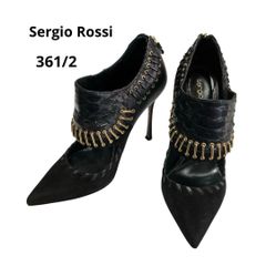 Sergio Rossi パンプス 黒　361/2 10.5cmヒールイタリア製