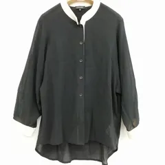 エスカーダ ESCADA 美品 バイカラーシャツ フィッシュテール クレリック ドロップショルダー ブラウス  コットン  36 ブラックのサムネイル
