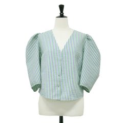 極美品 バッカ セーラーカラー ブラウス ストライプ ボウタイ フレア 