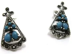 ツリー型ピアス　(ターコイズ+マーカサイト）シルバー925