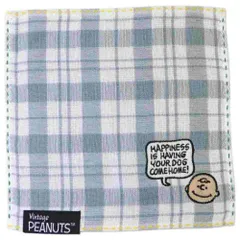 【メール便】スヌーピー ガーゼチェック パイルミニタオル ミニタオル グレー ピーナッツ キャラクター