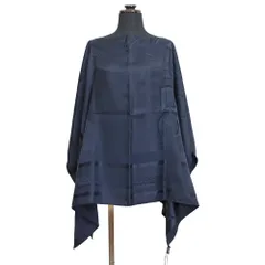 【天白】【HERMES】エルメス ポンチョ ネイビー シルク100％ 羽織り物 紺色 着るスカーフ レディース アパレル ファッション その他【中古】のサムネイル
