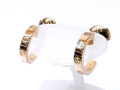 新品同様品 カルティエ ミニラブ ピアス ☆ フープピアス K18 PG ピンクゴールド レディース Cartier  □7D