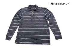 【中古】ナイキゴルフ｜Nike｜ボーダー柄長袖ポロシャツ｜ドライフィット｜M