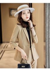 パンツスーツ レディース 結婚式 セットアップ スーツ ブラックフォーマル 春 夏 長袖 ロング丈 ビジネススーツ オールシーズン 通勤 OL おしゃれ 入学式 卒業式 キャメル