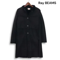 Ray BEAMS レイ ビームス 秋冬 裏ボア♪ 羊革 リアル ムートン ロング コート Sz.1　レディース 黒