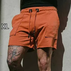 [XL]メンズ ファッション 服 男性用 オシャレ シンプル 大人 かっこいい 大きいサイズ ストリート 紳士服 アメリカン スポーツ パンツ トレーニング ズボン 夏 テリー カジュアル ランニング ハーフ 通気性 スクワット フィットネス パンツ