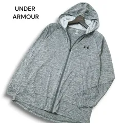 24SS★ UNDER ARMOUR アンダーアーマー ストレッチ 杢調 ジップアップ フーディー パーカー Sz.L メンズ 灰 トレーニング
