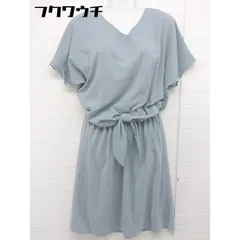 ◇ Rew de Rew ルゥデルゥ ウエストゴム　リボン　Vネック 五分袖 膝丈 ワンピース サイズM ライトグレー レディース  【中古】 【1108030004476】