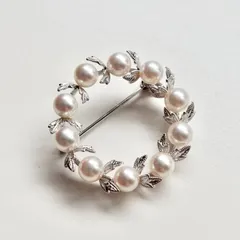 MIKIMOTO リース ブローチ SV925 silver あこや真珠