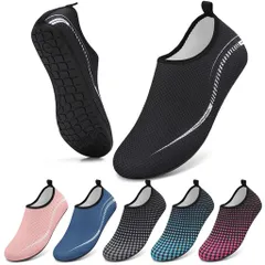 [RUOMU]マリンシューズレディースメンズウォーターシューズアクアシ水陸両用ビーチシフィットネスシ滑り止サーフィンシュノーケリングシ男女兼用(ラインブラック24.0cm)