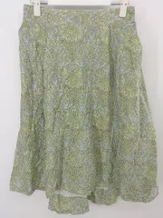 ◇ green label relaxing UNITED ARROWS 総柄 膝下丈 フレア スカート サイズ38 イエロー ライトブルー系 レディース P  【中古】 【1209080001641】