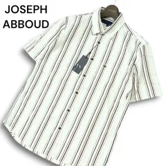 【新品 未使用】 JOSEPH ABBOUD ジョセフ アブード 春夏 ロゴ刺繍★ 半袖 ストライプ ボタンダウン シャツ Sz.M メンズのサムネイル