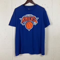 NBA ニューヨーク ニックス Knicks 両面プリント Tシャツ 古着 メンズM ナンバリング ロゴ ブルー 青【f240429007】