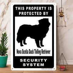 雑貨【Nova-Scotia-Duck-Tolling-Retriever/ノヴァ・スコシア・ダック・トーリング・レトリーバー】  Dog ドッグ  犬    メタルポスタ―　Security    ヤードサイン メタルプレート  ブリキ看板  -162