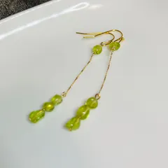 【オープン記念SALE】ペリドットピアス【天然石】14KGFサージカルステンレス316L