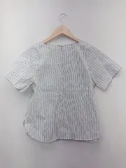 ◇ MICHEL KLEIN ストライプ 半袖 ブラウス カットソー サイズ38 ホワイト イエロー系 マルチ レディース P  【1308240018762】