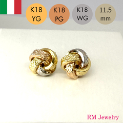 新品 スタッド ピアス 18金 幅11.5mm K18 YG PG WG イタリア製 レディース RMジュエリー