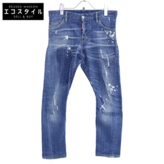 DSQUARED2 ディースクエアード S71LB0312 ｾｸｼｰﾂｲｽﾄ ｸﾗｯｼｭ加工ﾃﾞﾆﾑ 44