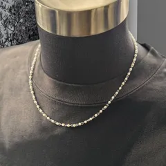 50センチ 3mm ホワイト パールチェーンネックレス シルバーチェーン メンズ レディース デザインネックレス チョーカー ストリート カジュアル おしゃれ トレンド シンプル ノームコア シンプル