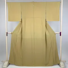 たんす屋 TANSU-YA 中古 リユース着物 色無地 淡黄 セミフォーマル 縮緬 袷 絹 未洗い 【身丈】160cm【裄丈】67cm MS4725