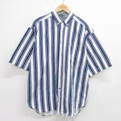 XL/古着 半袖 シャツ メンズ 90s 大きいサイズ コットン ボタンダウン 白他 ホワイト ストライプ 24jun08 中古 トップス