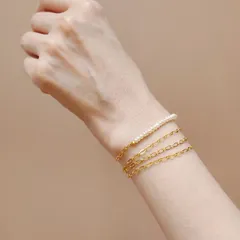 淡水パール 華やか4連ゴールドブレスレット・ネックレス