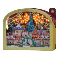 【メール便】CHRISTMAS グリーティングカード メロディJXPM 7-5 クリスマスカード 立体 金の枠にクリスマスマーケット サンリオ プレゼント ポップアップ グッズ 