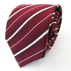 スーツセレクト ブランド ネクタイ ストライプ柄 シルク混 PO  メンズ レッド SUIT SELECT 【中古】
