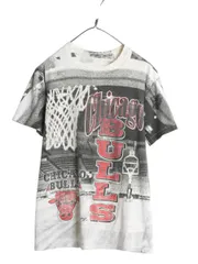 【お得なクーポン配布中!】 90s ブルズ オールオーバー プリント 半袖 Tシャツ メンズ S 程/ オールド NBA オフィシャル バスケ アート イラスト マイケル ジョーダン
