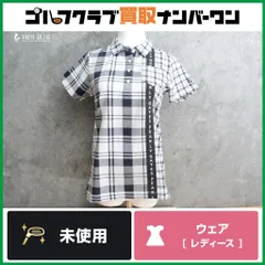 【未使用品 レディース】パーリーゲイツ PEARLY GATES レディース 半袖ポロシャツ チェック柄 ブラック/ホワイト サイズ0 055-3160318