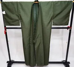 着物 長着 単品 袷 緑色 男性用 S/M/L/LL/3Lサイズ 紋入れ可 NO29659-2