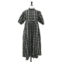 【美品】FREAKS STORE フリークスストア ワンピース ブラック ベージュ / サイズ:FREE バルーンスリーブ ショートスリーブ マキシ ワンピース / 半袖 スタンドカラー フレア コットン / トップス ドレス 【レディース】【中古】