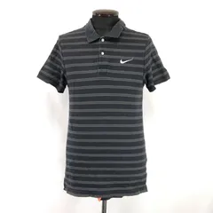 NIKE【ナイキ】 ポロシャツ【メンズM/黒×グレー/black×gray/ボーダー】半袖/ゴルフ/スポーツウェア/Tops◆BJ048-d