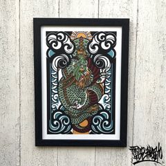 尾九 龍画 昇り龍 A4サイズ フレーム付き