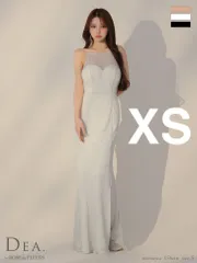 XSホワイト [DE3383-W-25226] 【DEA.by ROBE de FLEURS/ディアバイローブドフルール】ラメニット/ ストレッチ/ キャミ/ ロングドレス/ キャバドレス / ナイトドレス  long