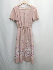 ◇ ⊂ WILLSELECTION ウィルセレクション 総柄 半袖 ロング丈 ワンピース サイズS ピンクベージュ系 レディース E  【1505220000407】