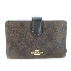 コーチ COACH 二つ折り財布 ウォレット 小銭入れあり パスケース PVC シグネチャー ロゴ 茶 ブラウン /AO10 ■GY18