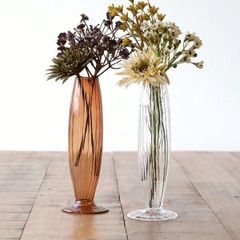 花瓶 花びん フラワーベース おしゃれ ガラス 花器 一輪挿し かわいい シンプル クリア 軽量 ガラスベース スリム 2カラー