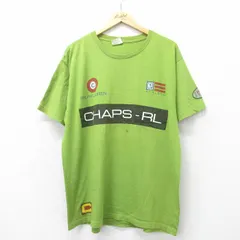 XL/古着 ラルフローレン チャップス 半袖 ビンテージ ブランド Tシャツ メンズ 90s ビッグロゴ コットン クルーネック 緑 グリーン spe 24m
