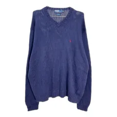 90年代 Polo by Ralph Lauren ポロ ラルフローレン コットンセーター ネイビー (メンズ XL) 中古 古着 R1607