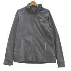 THE NORTH FACE/ザノースフェイス フリースジャケット フルジップ レディース フロント刺繍 ワンポイントロゴ刺繡 オーバーサイズ ビックサイズ NICARAGUA製 WOMENS XL/TG グレー