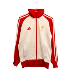 adidas (アディダス) リバプール ロゴ刺繍 サイドライン ジップアップ トラックジャケット ジャージ ホワイト/レッド JD1038のサムネイル