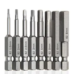 【特売】サムコス 六角レンチビット インパクトドライバービット 精密ドライバー 六角 6.35mm 磁気吸着 1.5mmー8mm ドリル ビット工具 50mm長六角ビット 8本セット