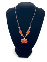 天然石　ネックレス　レザー紐　全長38　トップ高さ1.2　トップ幅2.3