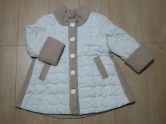 【中古】 ユーズド ベベ bebe 子供服 女の子 100cm 薄手 中綿 コート ブルゾン ジャケット アウター キルティング 白 ベージュ 秋 冬 冬服 ★3 ガールズ 女児 キッズ アウトレット リサイクル 古着