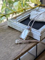 ☆マザーオブパール(白蝶貝)☆マクラメ編みネックレス 409・マクラメネックレス