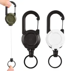 リールキーホルダー  強力 カラビナ式　金属ワイヤー 最長60cm キーチェーン 伸びる 紛失防止  釣り登山最適 多機能