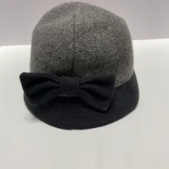 リボン付き グレー 黒 バケットハット おしゃれ