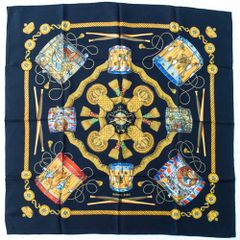 エルメス HERMES スカーフ カレ90 シルク LES TAMBOURS タンブールの